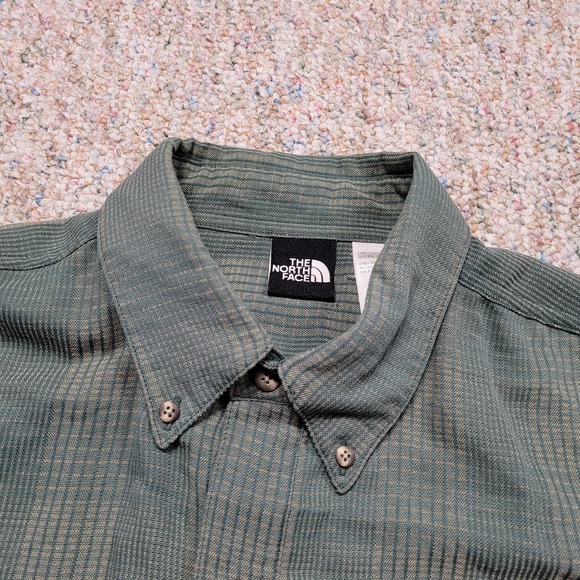 The North Face Shirt Mens Large Green Plaid Button Down Short Sleeve Hiking Camp - Picture 8 of 16